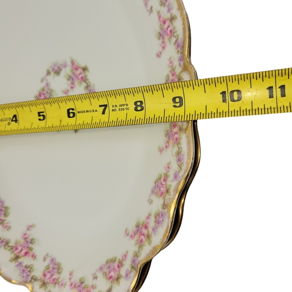 Antique Vintage Elite Works Limoges Large Oval Serving Platter 1920's Floral - Picture 10 of 10
